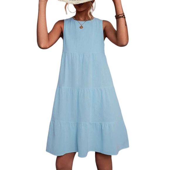 La Mode Blue Tiered Sleeveless Shift Dress Size XL - Picture 1 of 1